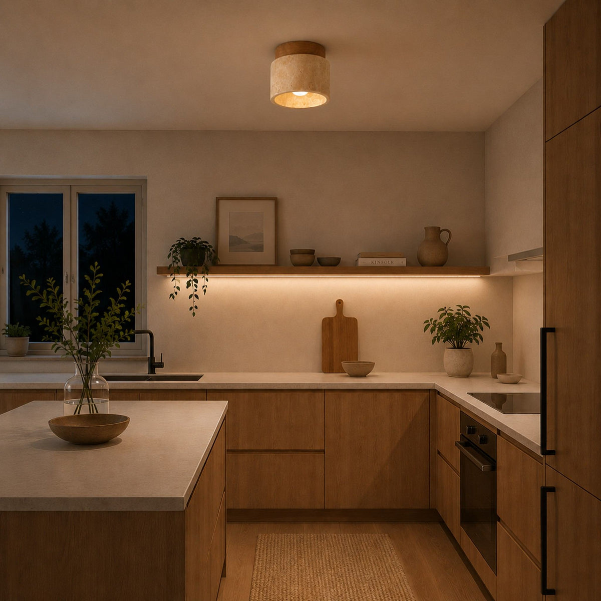 Aster Travertine Flush Mount Ceiling Light