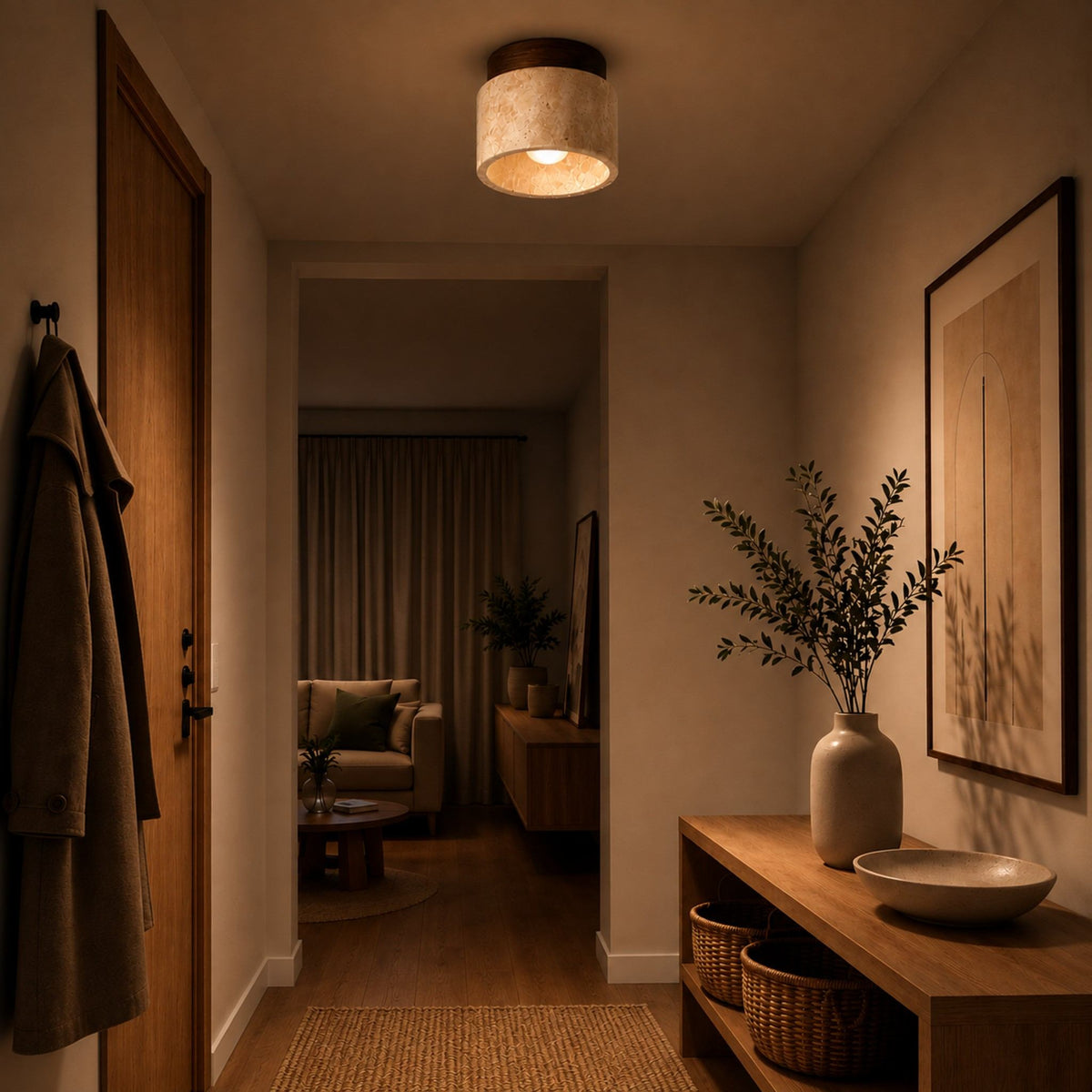 Aster Travertine Flush Mount Ceiling Light